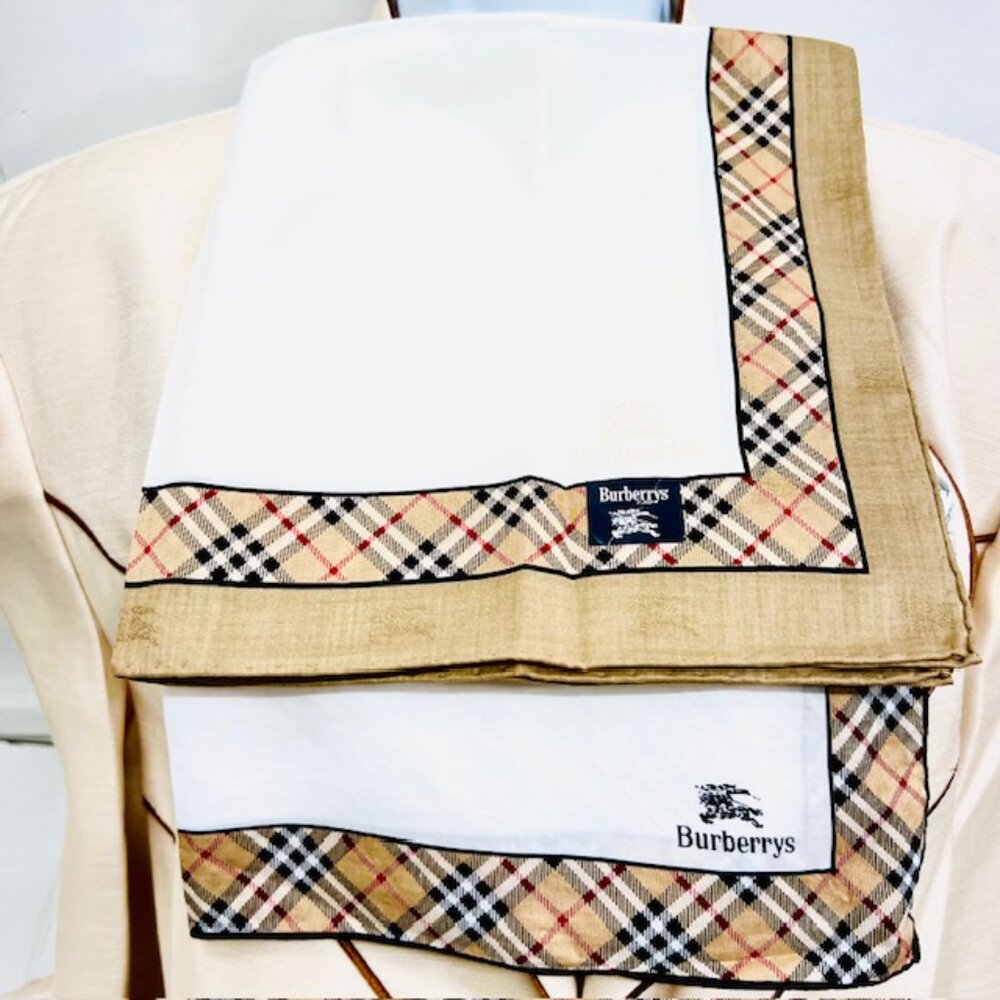 New Men/Women  BURBERRY Handkerchief Nova Check Set of Two 17"-19" 100％Cotton(31 - Picture 8 of 15